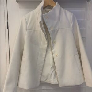 White Funnel Neck Jacket